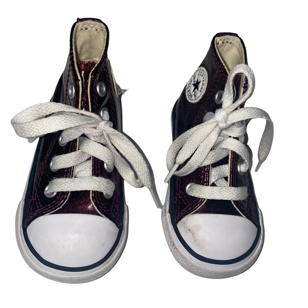 GIRLS Converse chuck Taylor’s burgundy glitter sneakers toddler kids 5